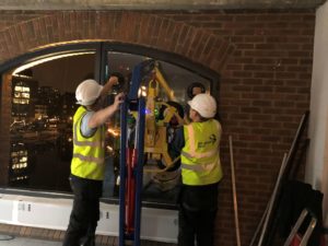 The Glazing Face team replacing the glass at International house, London