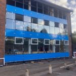 major glass replacement project at Grove School